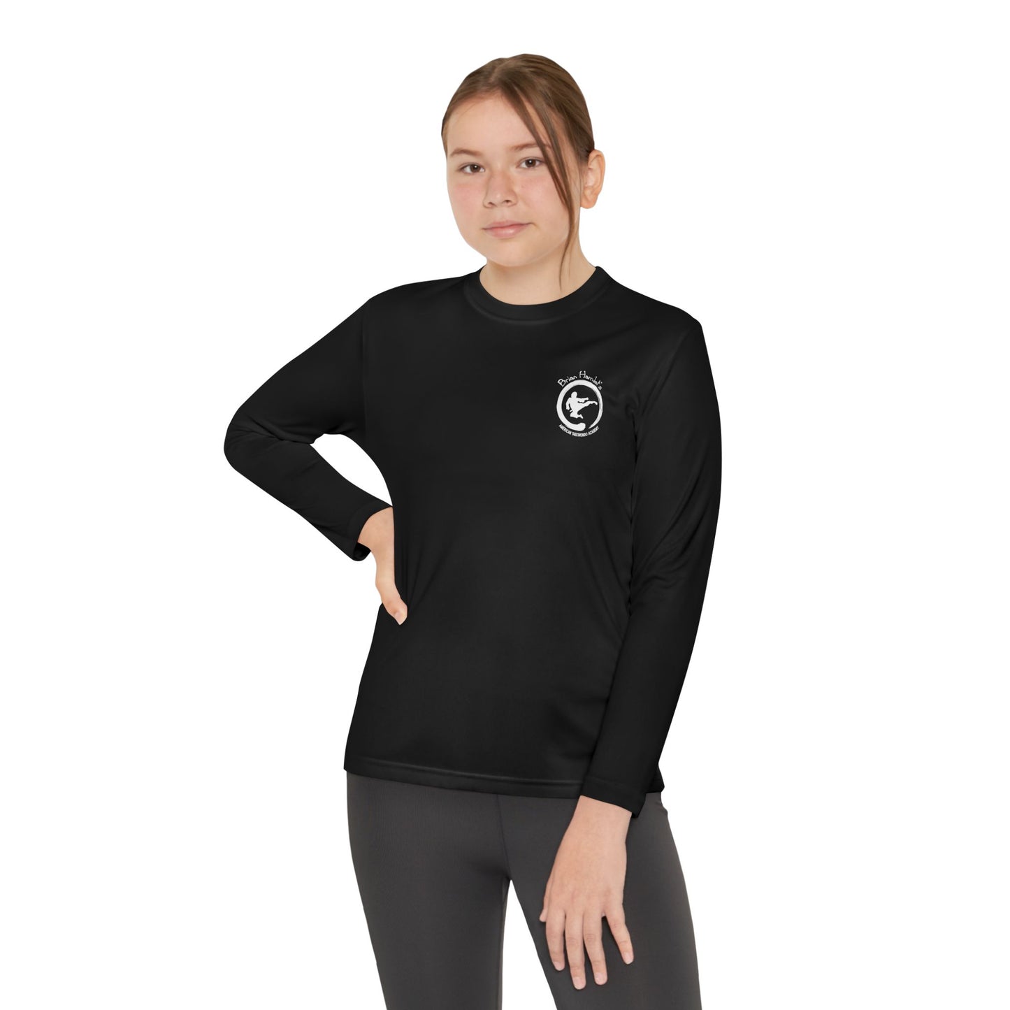 Youth Long Sleeve Sport Tee - Hamlets TKD - Zen Front and Way of Taekwondo Back