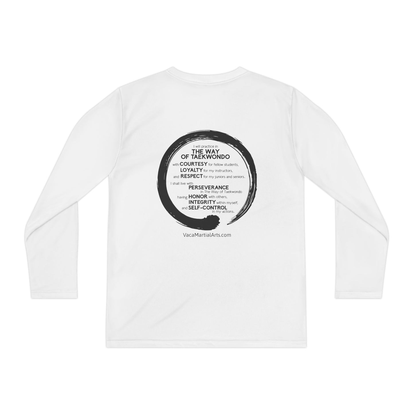 Youth Long Sleeve Sport Tee - Hamlets TKD - Zen Front and Way of Taekwondo Back