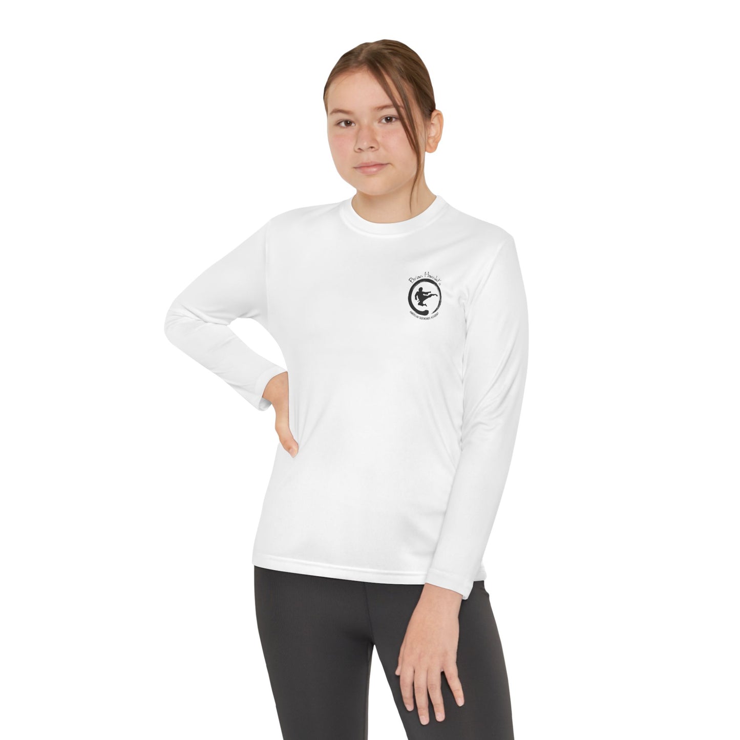 Youth Long Sleeve Sport Tee - Hamlets TKD - Zen Front and Way of Taekwondo Back