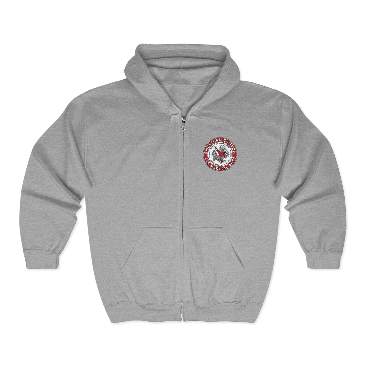 Adult Zip Hoodie - American Canyon ATA - Front Badge, Back Tiger Dragon