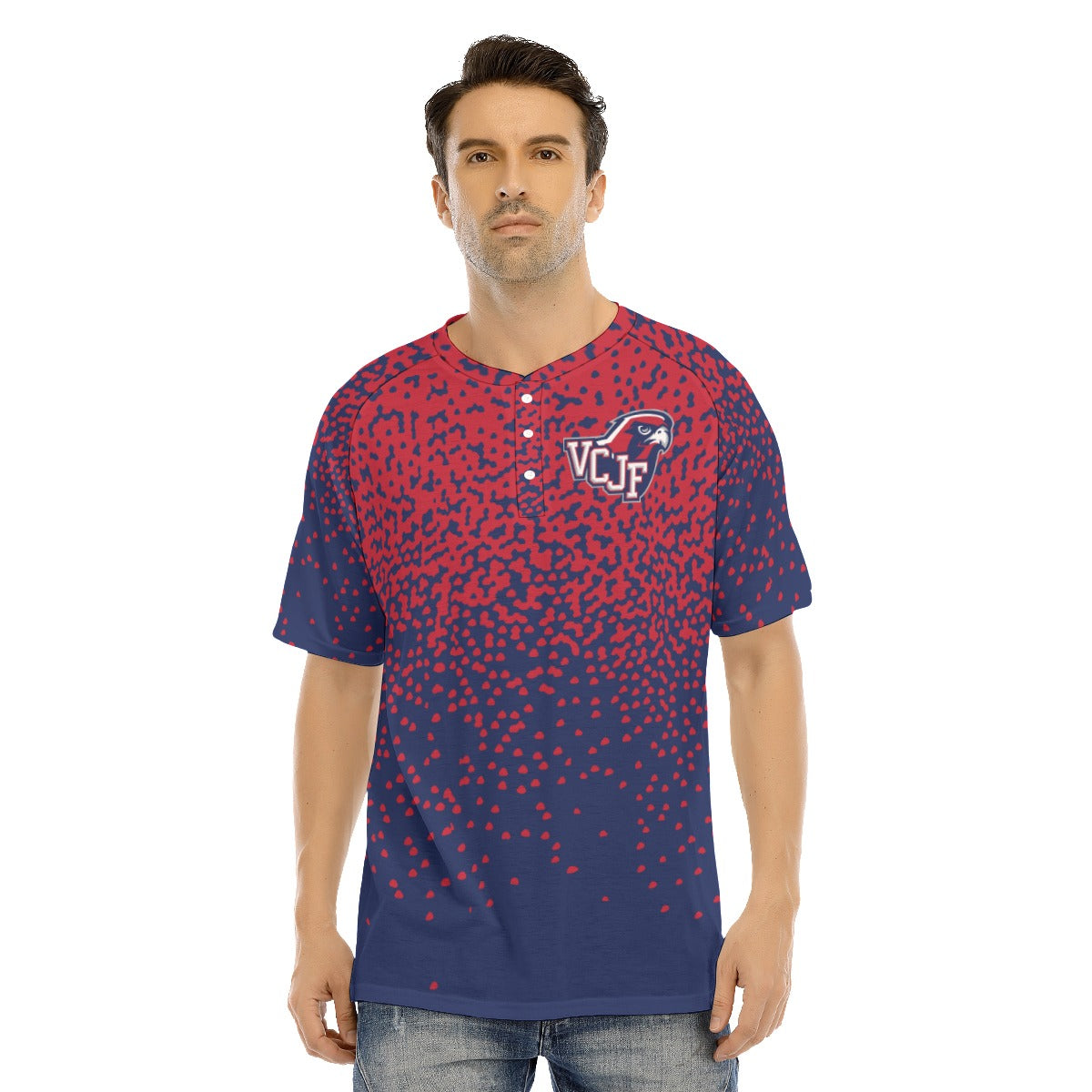 EXAMPLE Men's Short Sleeve Raglan Tee with Buttons