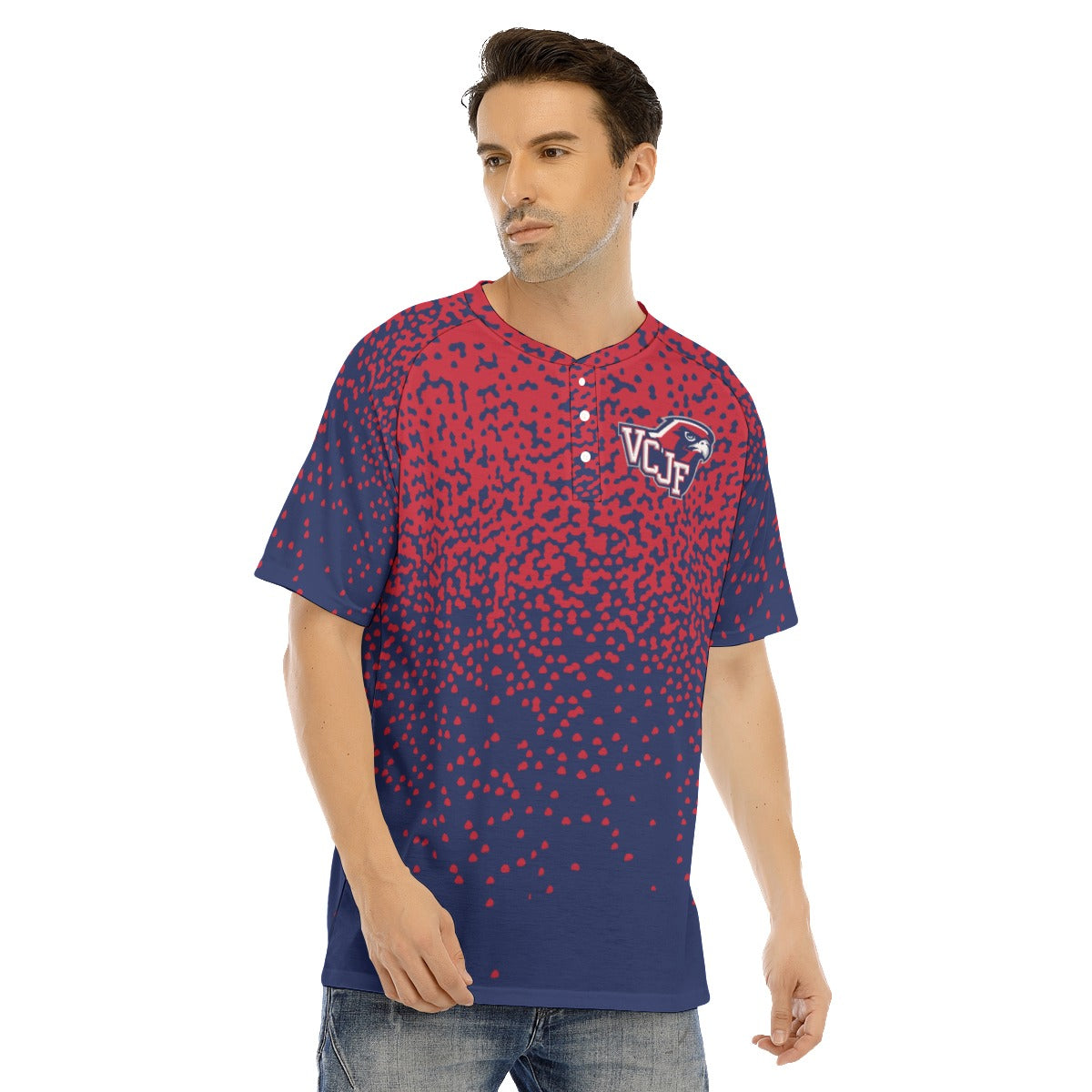EXAMPLE Men's Short Sleeve Raglan Tee with Buttons